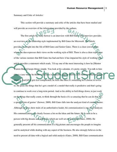 Human Resource Management in Organizations