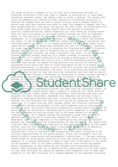 Company management.Tax policy, bankruptcy, start-up