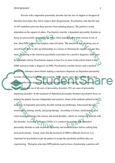 Dependent Personality Disorder: Cluster C
