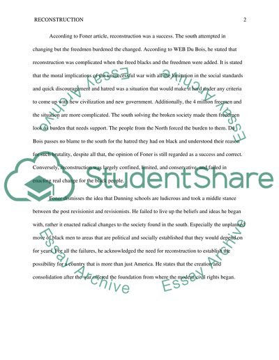 Success of Reconstruction