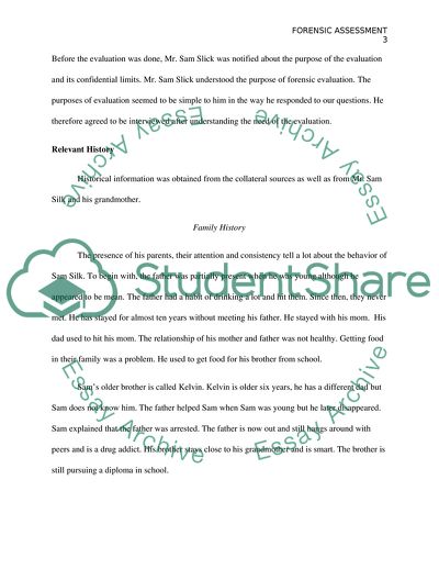 Evaluation of Sam Slicks Mental Health