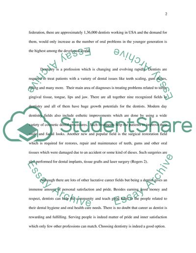 Topic - An Exploration of My Career Choice dentist