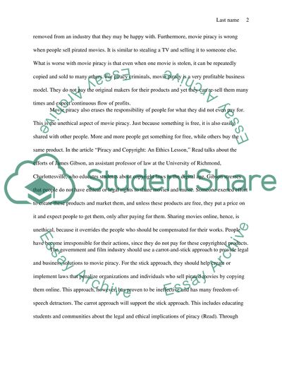 Movie Piracy: Stealing and Irresponsibility