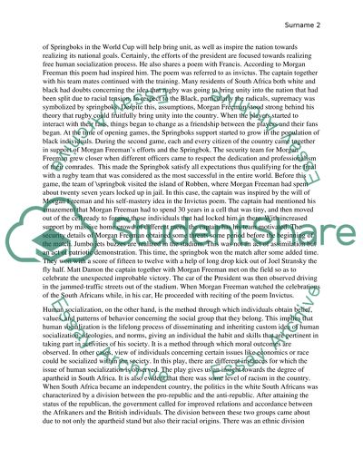 The Film Invictus, Up in the Air