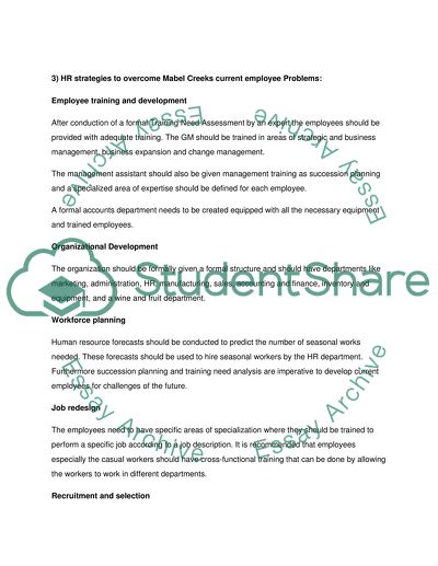 Develop a strategic human ressources plan for a winery