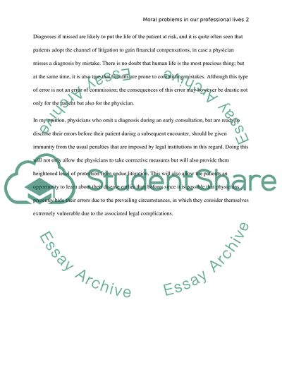 Moral problems in our professional lives