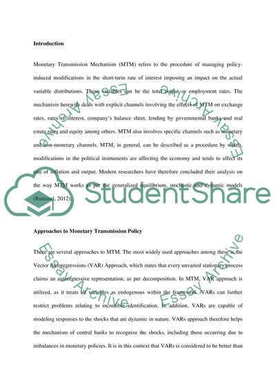 Monetary Transmission Mechanism