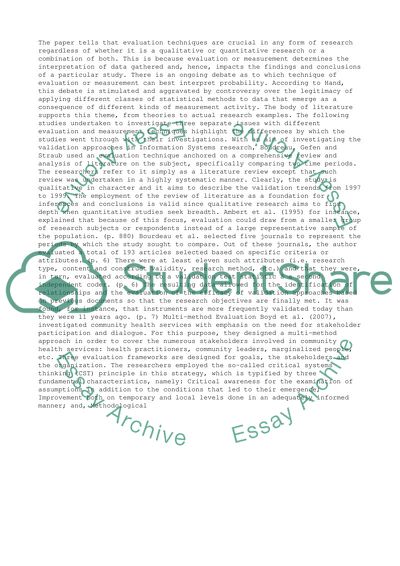 Evaluation approaches