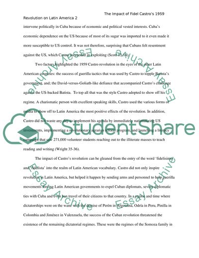 The effect Fidel Castros 1959 revolution had on Latin American countries