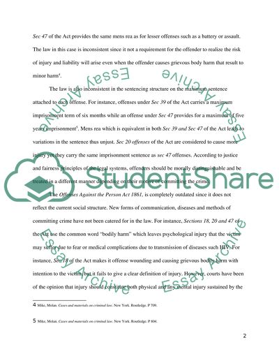 The law relating to non-fatal offences against the person is in urgent need of reform