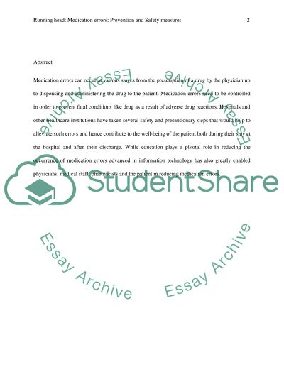 Medication errors: Prevention and Safety measures