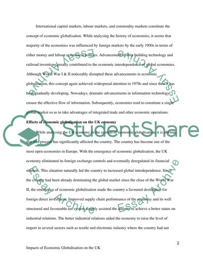 Impacts of Economic Globalisation on the UK