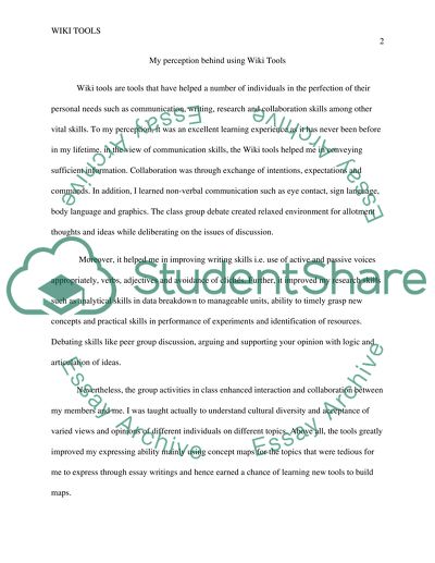 My Perception behind Using Wiki Tools