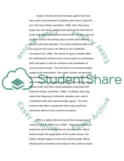 Organic Nitrates in Alleviating Chest Pain