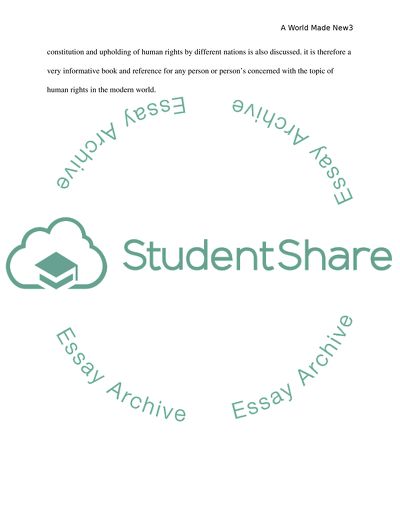 A World Made New: Eleonor Roosevelt and the Universal Declaration of Human Rights