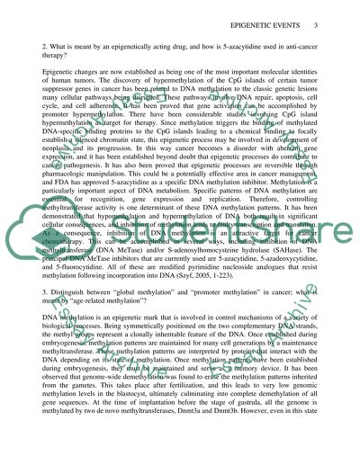 The Role of Epigenetic Events in Cancer