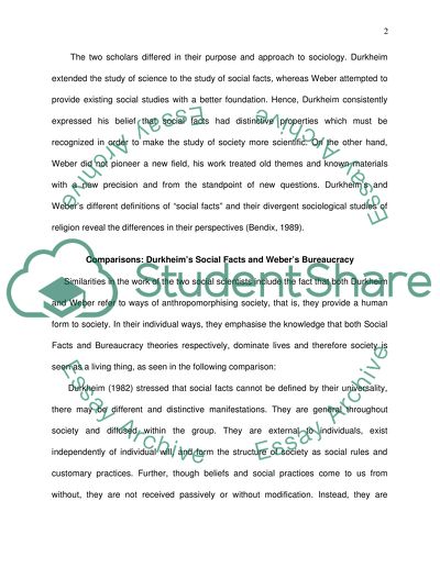 Durkheims Social Facts with Webers Bureaucracy