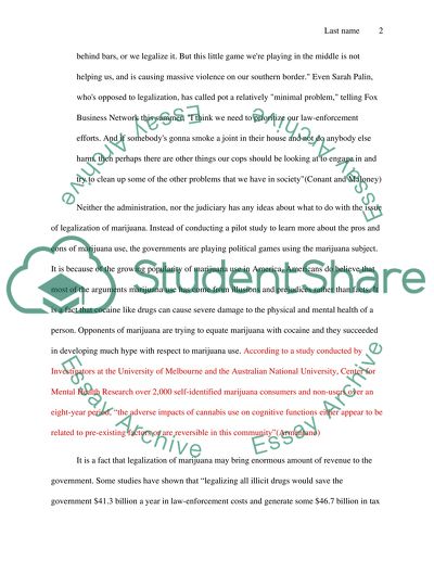 The legalization of Marijuana