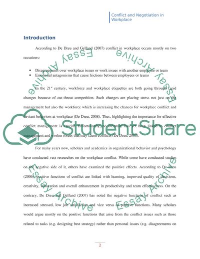 Conflict and Negotiation in Workplace