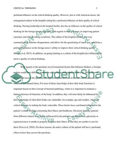 Critical Thinking Skills in Nursing