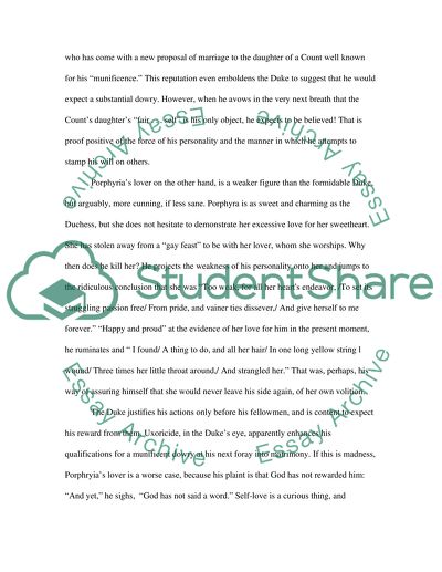 Self-Love as Motive for Murder in My Last Duchess and Porphyrias Lover