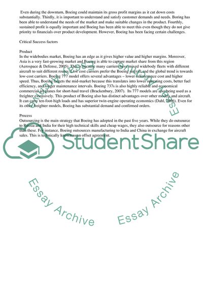 Boeings Critical Success Factors