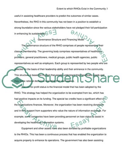 Extent to Which Regional Health Information Organizations Exist in the Community