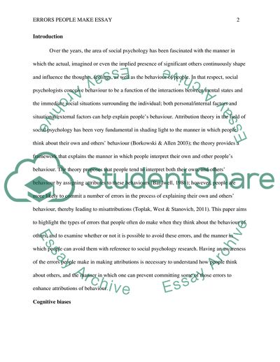 Types of Errors People Make when They Think about the Behaviour of Other People