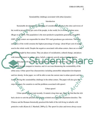 Sustainability Challenges Associated with Urban Dynamics
