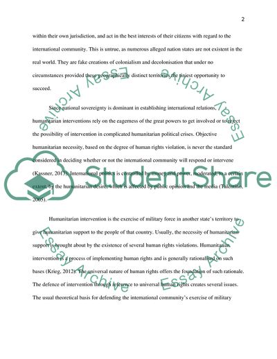 Humanitarian Intervention Exception and Respect for National Sovereignty