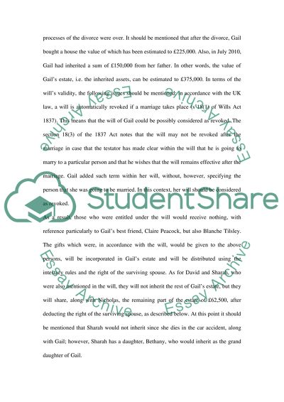Family law Scenario analysis