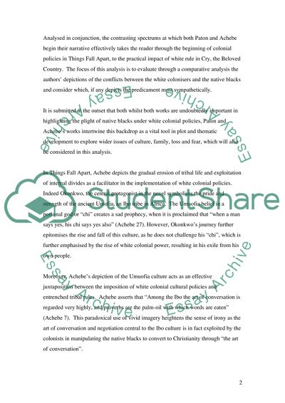 Alan Patons Cry the Beloved Country and Chinua Achebes Things Fall Apart