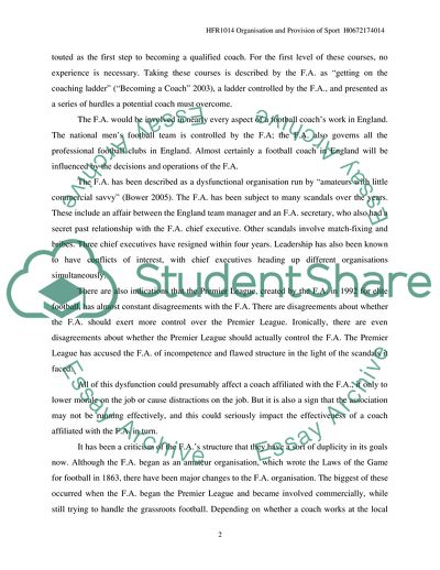 Organization and Provision of Sport