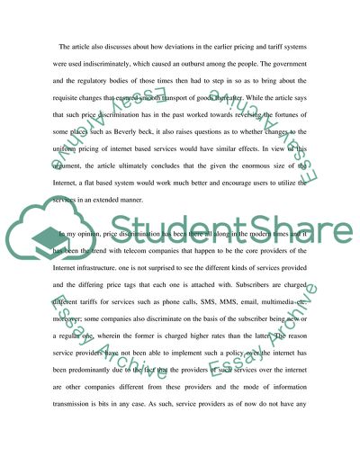 Economy in Internet Networks