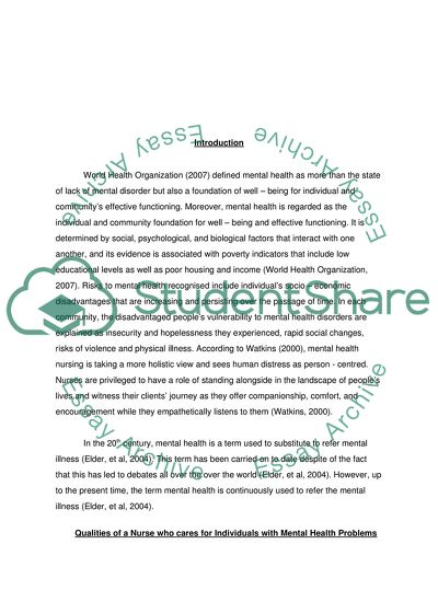 Mental Health Nursing: Mental Health and Nursing Care