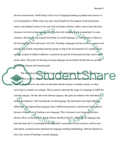 The Goals of Language Teaching