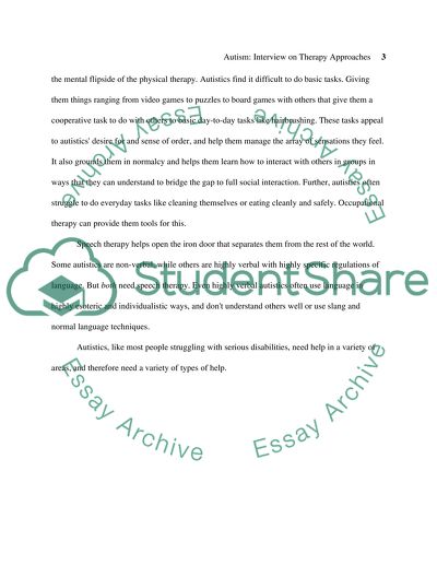 Interview Assignment- Relating to Autism