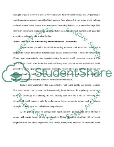 Mental health and its promotion