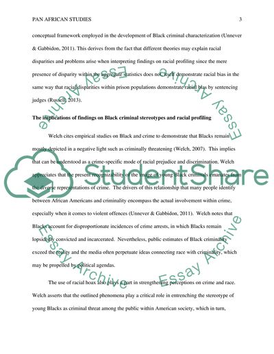 Analysis of Black Criminal Stereotypes And Racial Profiling Article Authored by Welch
