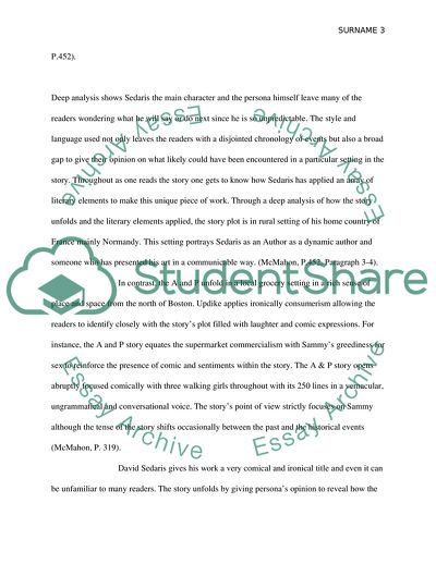 The Nuit of the Living Dead by David Sedaris and the A and P by John Updike