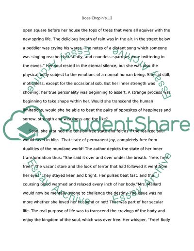 Chopins Characterization of Mrs Mallard