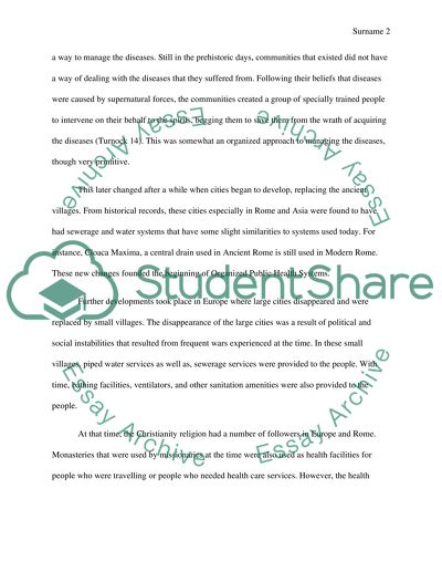 The Creation, Development, History and Organizational Structure of Public Health