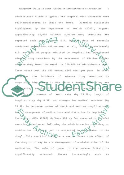 Management Skills in Adult Nursing