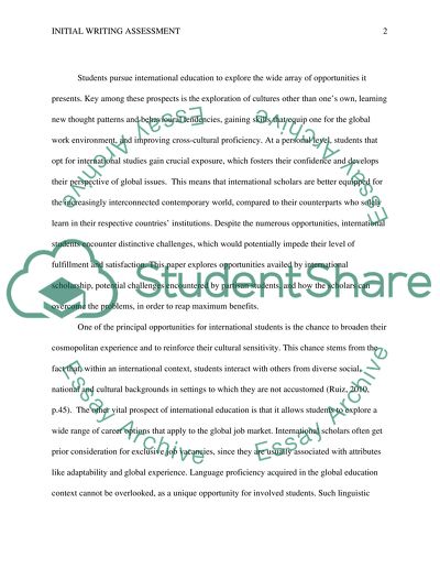 Initial writing assessment