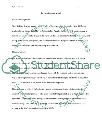 Roys Adaptation Model