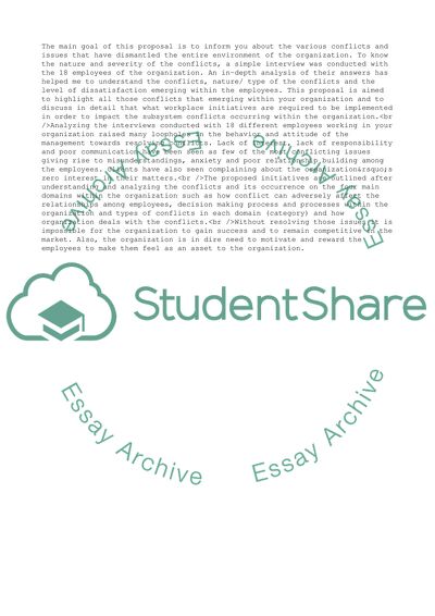 Implementation of Workplace Initiatives in Order to Overcome Conflicts Within the Organization