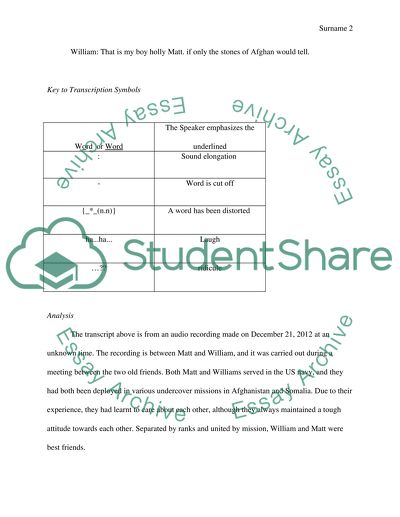 Analysis of a Conversation between Two People