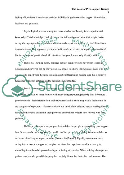 The Value of Peer Support Groups