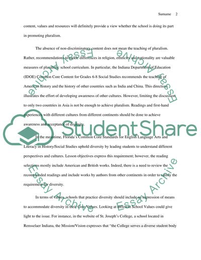 The Role of the School in Promoting Pluralism