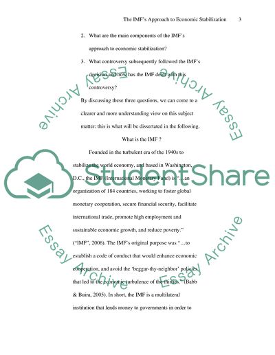 The IMFs Approach to Economic Stabilization